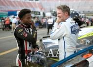 Rajah Caruth (L) and Dale Earnhardt Jr. during the 2023 NASCAR Xfinity Series Food City 300. (Getty Images)